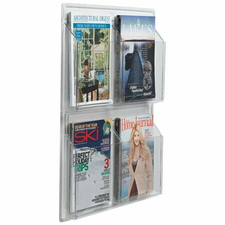 AARCO LRC104 21in x 25in Clear-Vu 4-Pocket Magazine Display 116LRC104